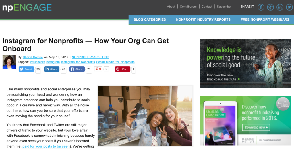 Blackbaud Instagram blog post getting started